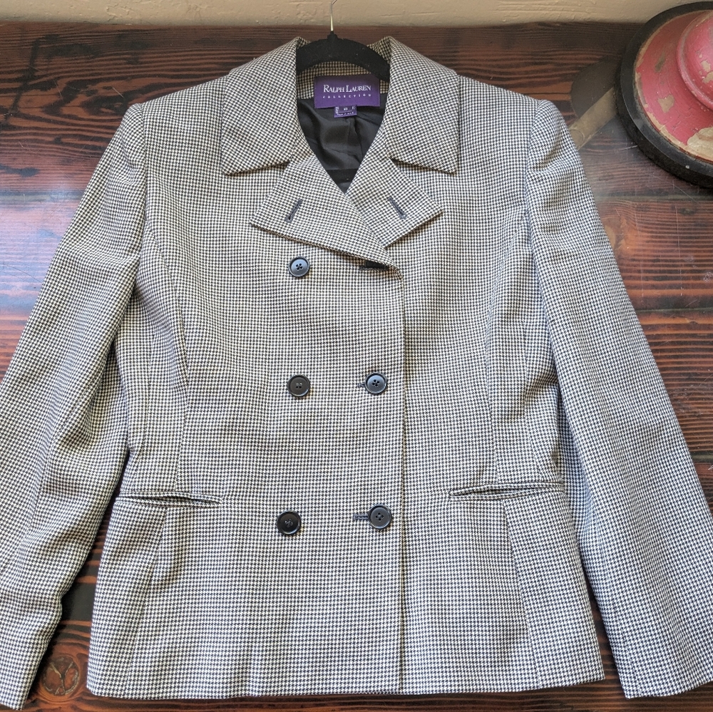 Ralph Lauren Collection Wool Houndstooth Blazer Women’s Size 10 Made in USA